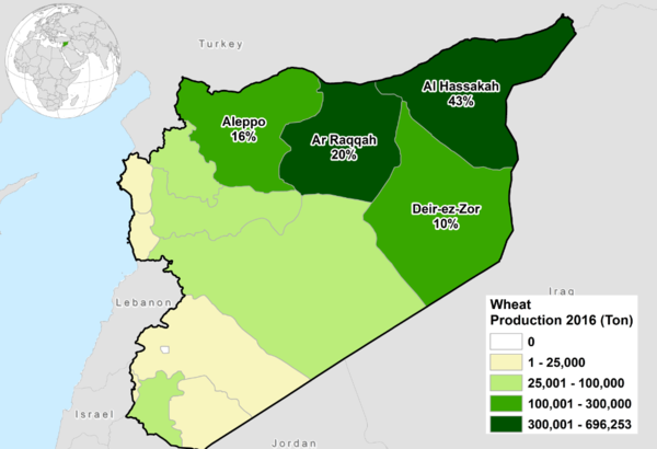 시리아 밀 생산 현황. USDA