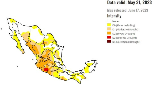 멕시코 가뭄 현황 북미 가뭄모니터